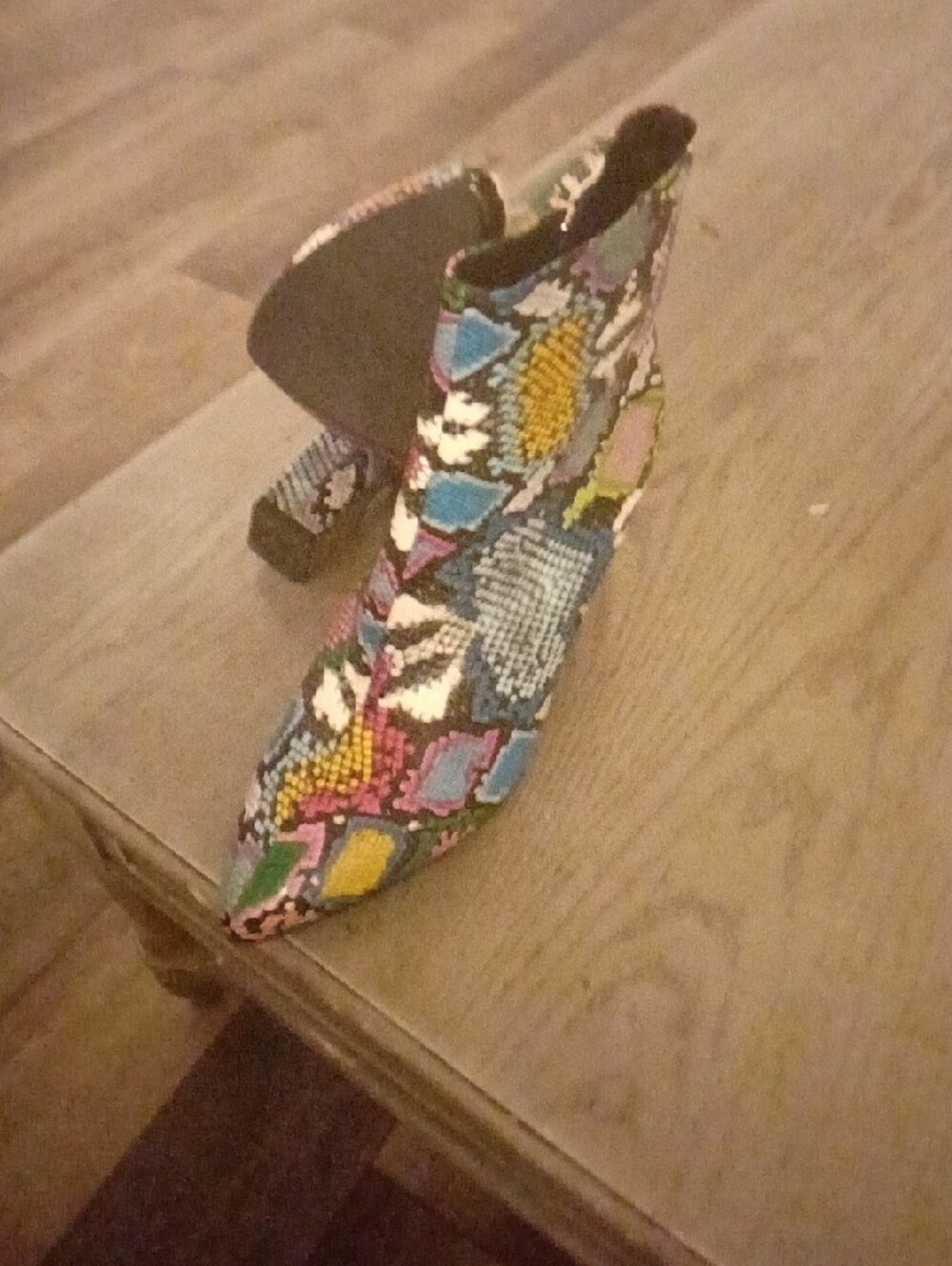 Multicolor Floral Mosaic Pointed Toe Ankle Booties - Picture 2 of 3